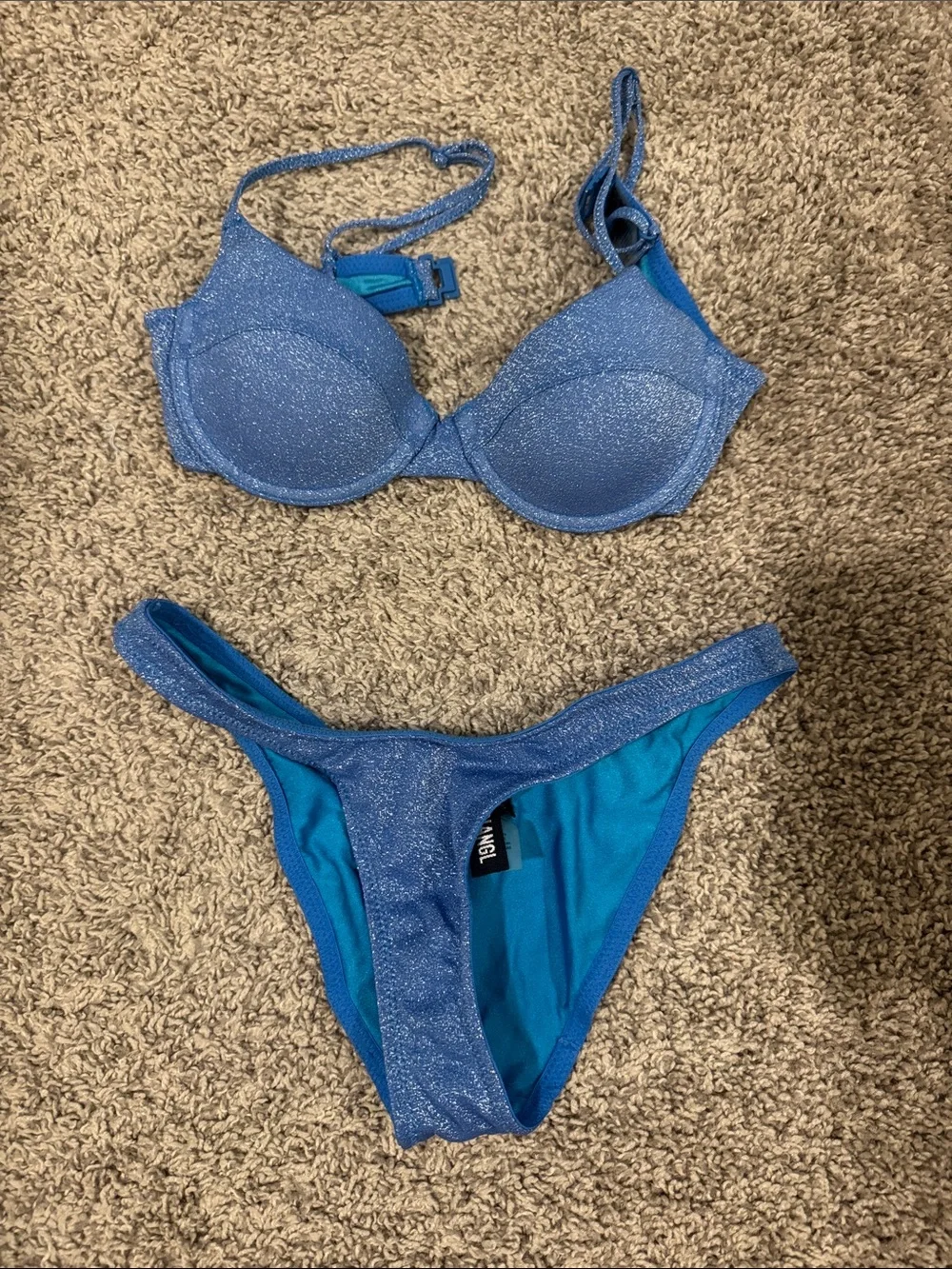 triangl swimwear Shimmer Blue Sparkle Bikini Set